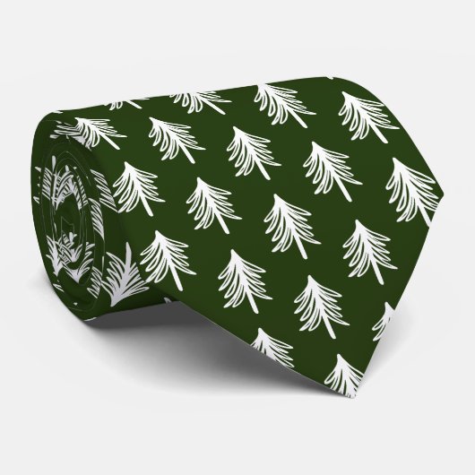 Cravate Arbre de Noël vert de la forêt moderne (Roulé)