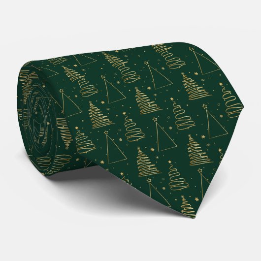 Cravate Arbre de Noël vert minimal (Roulé)