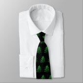 Cravate Arbre de Noël vert motif noir (Attaché)