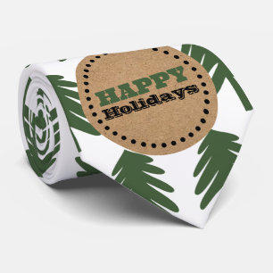 Cravate Arbre de Noël vert simple et blanc