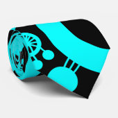 Cravate Arbre de vie Abstrait - Cyan et Noir (Roulé)