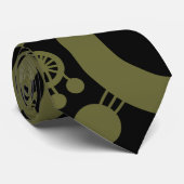 Cravate Arbre de vie Abstrait - Vert et Noir d'olive profo (Roulé)