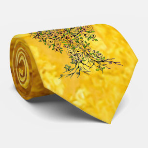 Cravate Arbre de Vie - Feuilles en Spirale Fruits 1