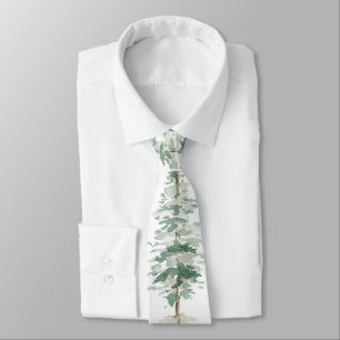 Cravate Arbre d'épinette des bois d'aquarelle