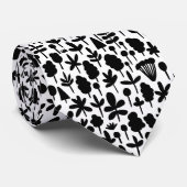 Cravate Arbre et feuille Motif 051017 - Noir (Roulé)