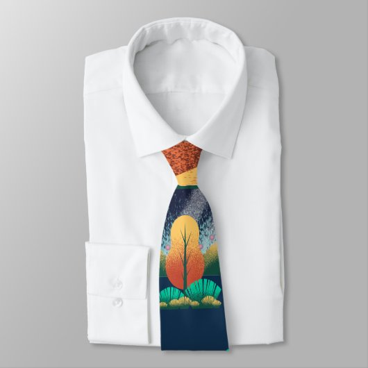 Cravate arbre et oiseau (Attaché)