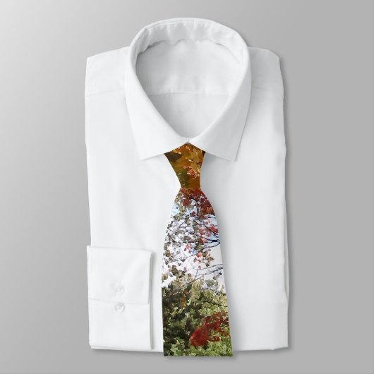 Cravate Arbres d'automne et picket de clôture (Attaché)