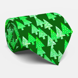 Cravate Arbres de Noël à fleurs modernes - vert de pin