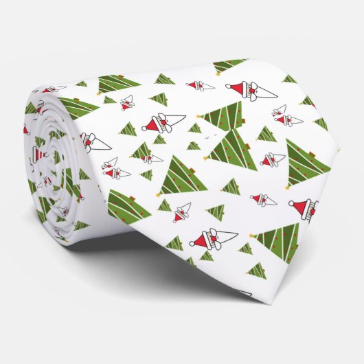 Cravate Arbres de Noël et Père Noël (Roulé)