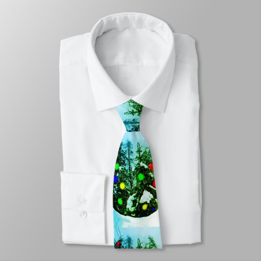 Cravate Arbres de Noël festifs avec lumières (Attaché)