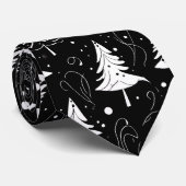 Cravate Arbres de Noël modernes noirs et blancs (Roulé)