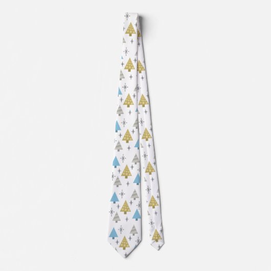 Cravate Arbres de Noël rétro des années 50 (Devant)