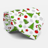 Cravate Arbres De Noël Sucres de canne Étoiles Et Baubles (Roulé)