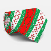 Cravate Arbres de Noël verts et rouges et flocons de neige (Roulé)