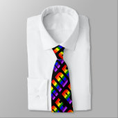 Cravate Arc en arc-en-ciel - Art sur couleur noire personn (Attaché)
