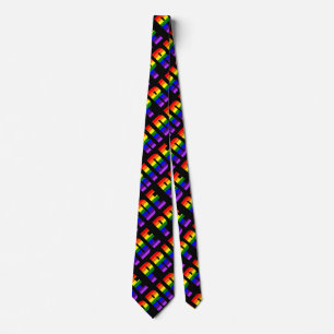 Cravate Arc en arc-en-ciel - Art sur couleur noire personn
