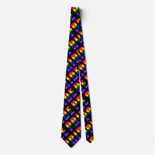 Cravate Arc en arc-en-ciel - Art sur couleur noire personn (Devant)
