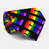 Cravate Arc en arc-en-ciel - Art sur couleur noire personn (Roulé)