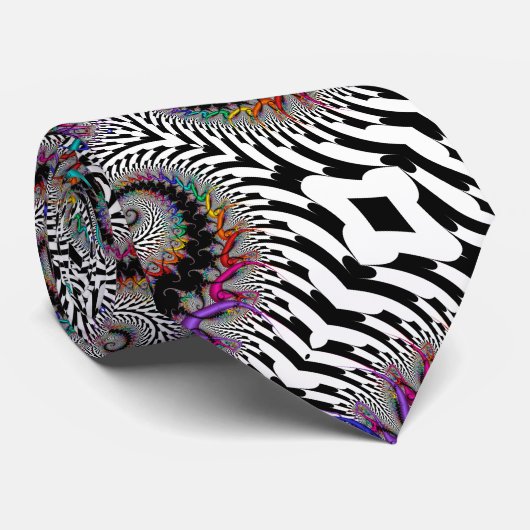 Cravate Arc-en-ciel Abstrait Spiral noir blanc Fractal Art (Roulé)