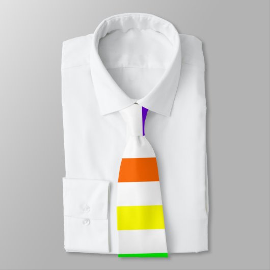 Cravate arc-en-ciel blanc (bandes horizontales) (Attaché)