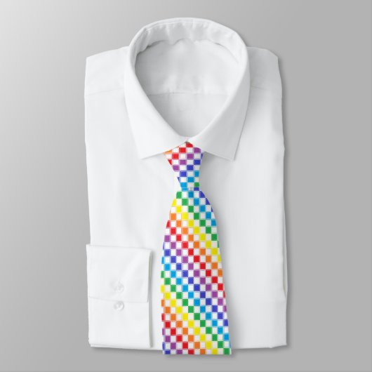 Cravate Arc-en-ciel Checkered rayé et blanc (Attaché)