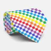 Cravate Arc-en-ciel Checkered rayé et blanc (Roulé)