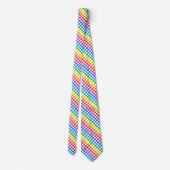 Cravate Arc-en-ciel Checkered rayé et blanc (Dos)
