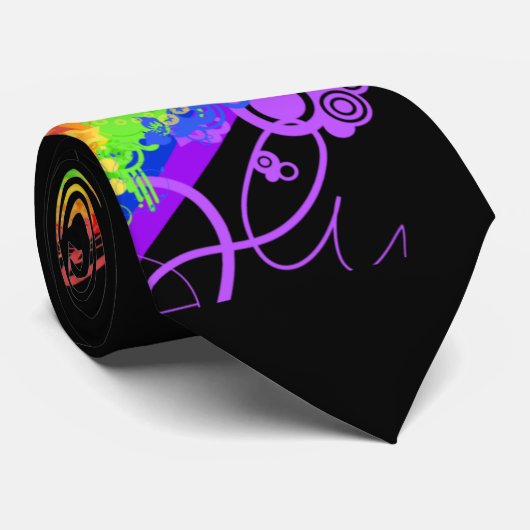 Cravate Arc-en-ciel et noir (Roulé)