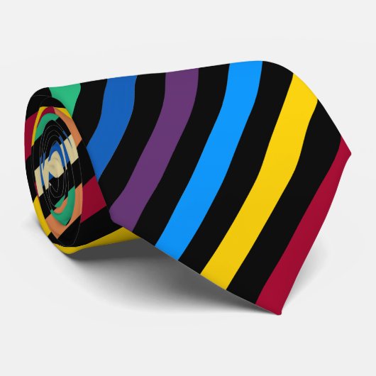 Cravate Arc-en-ciel noir (Roulé)