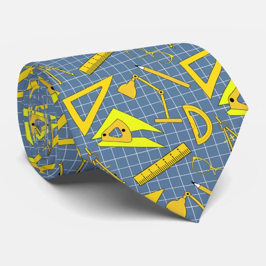 Cravate Architect Design Tools Occupation Motif Bleu (Roulé)
