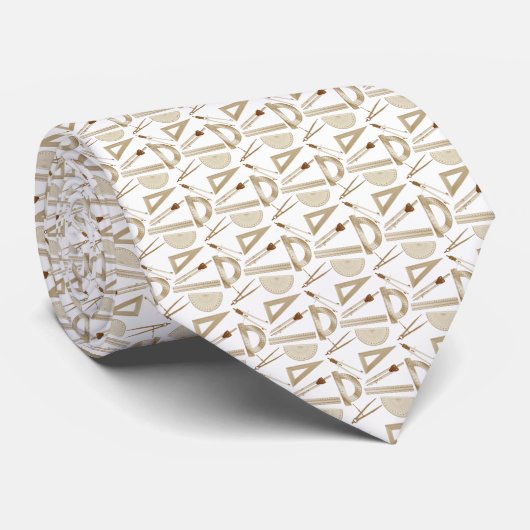 Cravate Architectes Drafting Outils Blanc Buff Brown (Roulé)