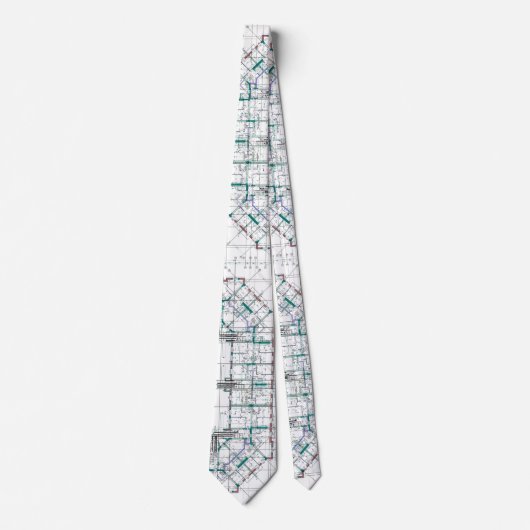 Cravate Architectural Blueprint Pattern Men's Neck Tie (Devant)