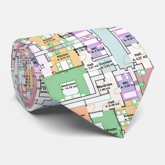 Cravate Architectural Blueprint Pattern Men's Neck Tie (Roulé)