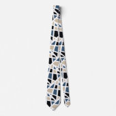 Cravate Ardoise beige noir géométrique (Devant)