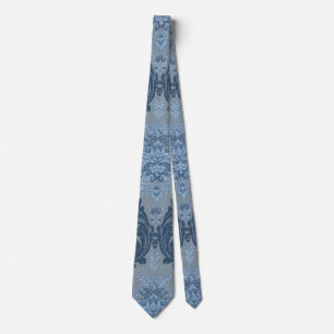 Cravate Ardoise Bleu Fumé Poudre Bleue Douce Damassé Éléga