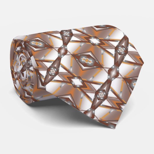 Cravate Arête Jagged Concentré Terre Tone Ombre Art (Roulé)