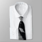 Cravate Argent abstrait sur le motif noir de plume (Attaché)