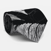 Cravate Argent abstrait sur le motif noir de plume (Roulé)