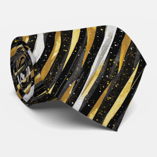 Cravate Argent brillant en or noir