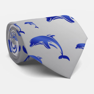 Cravate argent,dauphin, poisson, nature, aquatique, concep