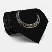 Cravate Argent et croissant de lune de Celtic de noir (Roulé)
