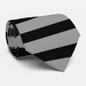 Cravate Argent et rayure horizontale de noir (Roulé)