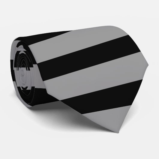 Cravate Argent et rayure horizontale de noir (Roulé)