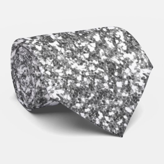 Cravate Argent Étincelles Faux Parties scintillant Fancy L (Roulé)