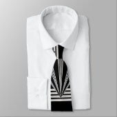 Cravate Argent Noir Art Déco 2 (Attaché)