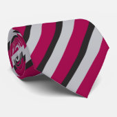 Cravate Argent rouge et rayure régimentaire noire (Roulé)