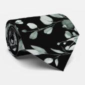 Cravate Argent Sage & Black Eucalyptus Mariage de verdure (Roulé)