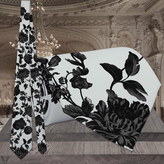 Cravate Argent Sage vert et noir Mariage Floral