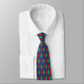 Cravate Argyle Bleu Rouge Vert Noël Classique (Attaché)