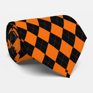 Cravate Argyle classique orange et noir pour Halloween